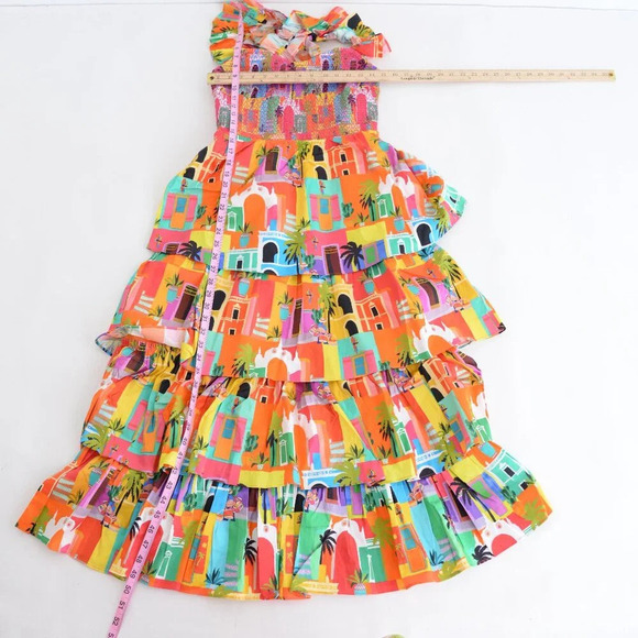 Alden Adair Mia Casablanca Red Orange Tropical Holiday Maxi Dress S NTW - Picture 4 of 11